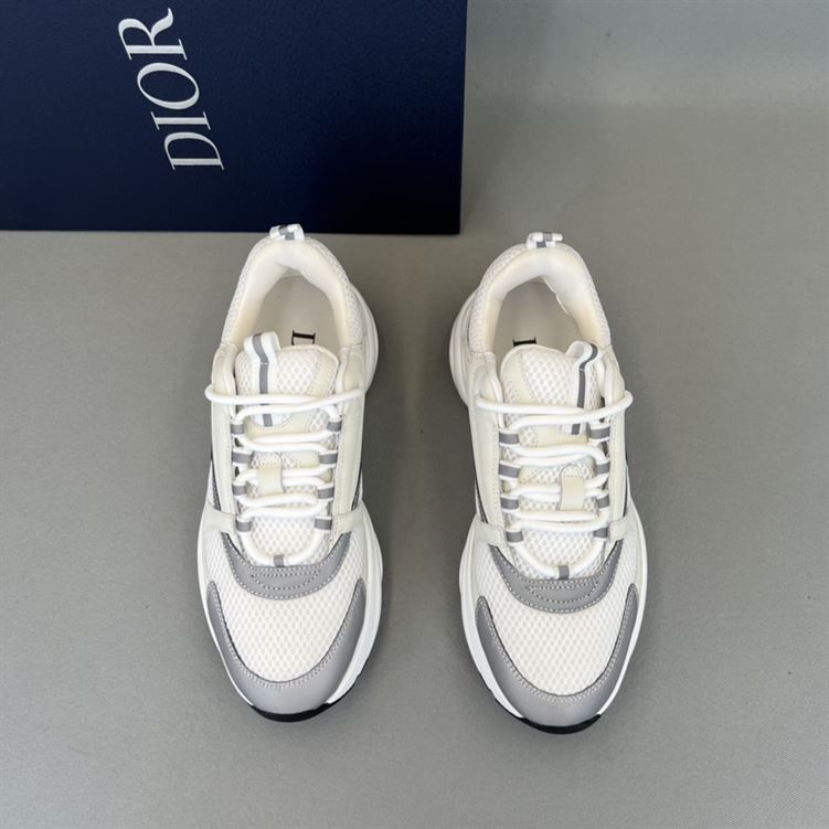 D10r B22 SNEAKERS WHITE TECHNICAL MESH WITH WHITE AND SILVER-TONE CALFSKIN   DO002