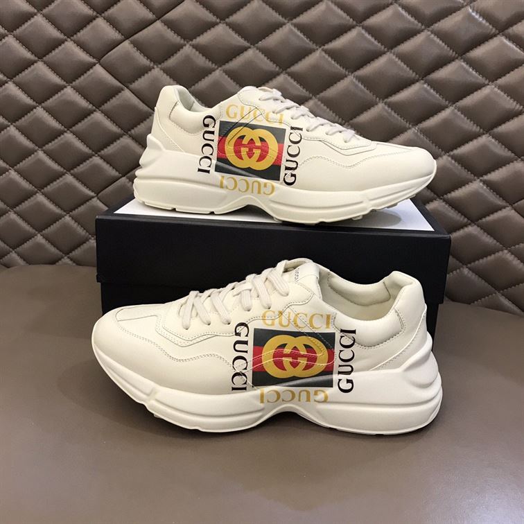 Gvc*1 RHYTON LOGO PRINT LOW TOP LEATHER TRAINERS   GCC009
