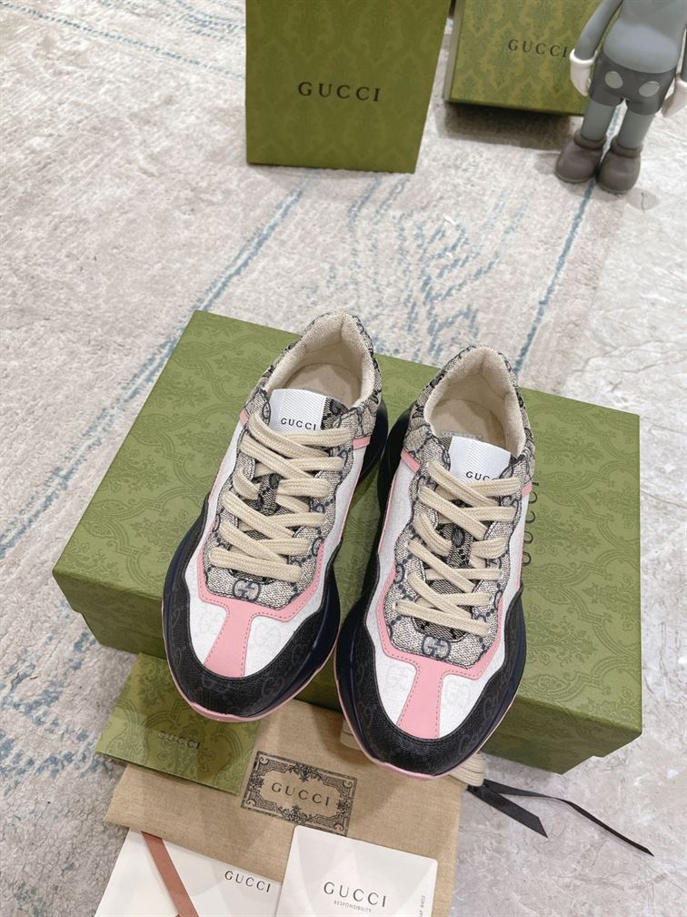Gvc*1 RHYTON GG-MONOGRAM LEATHER-TRIM CANVAS TRAINERS   GCC106