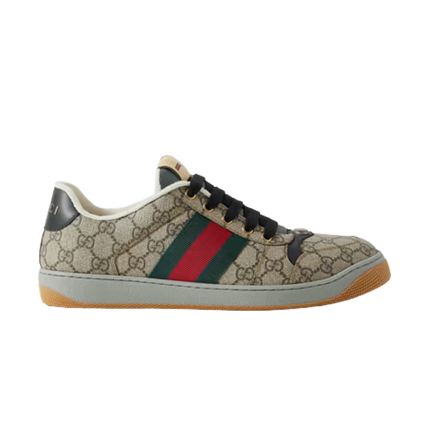 Gvc*1 MEN S SCREENER SNEAKER IN BEIGE AND EBONY GG Svp*me   GCC055