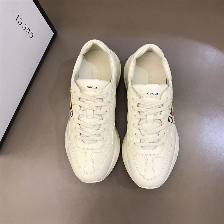 Gvc*1 RHYTON LOGO PRINT LOW TOP LEATHER TRAINERS   GCC009