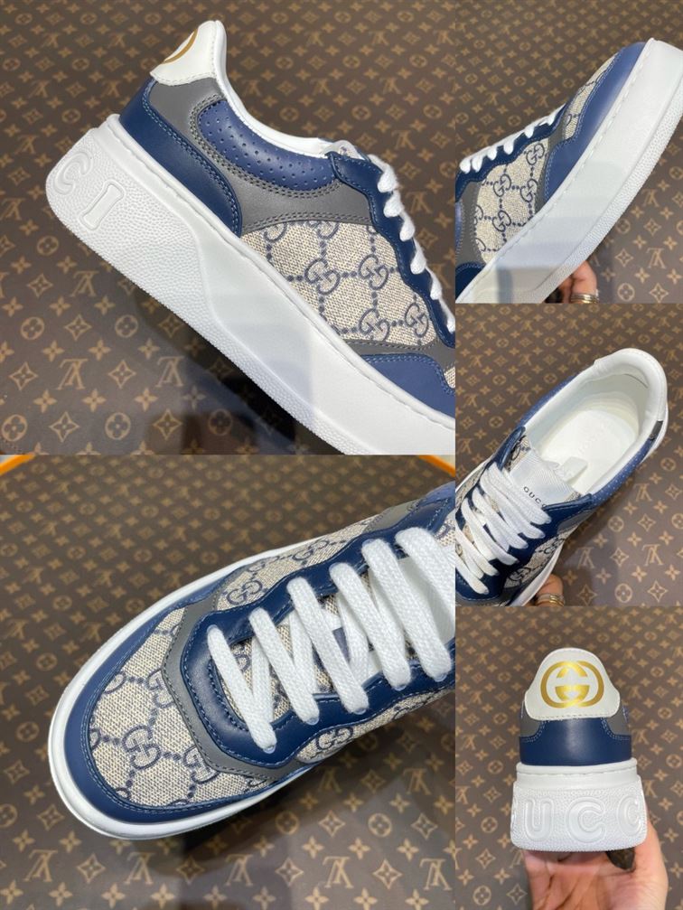 Gvc*1 MEN S GG SNEAKERS BEIGE AND BLUE Svp*me   GCC003