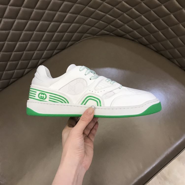 Gvc*1 BASKET SNEAKERS IN WHITE AND GREEN   GCC032