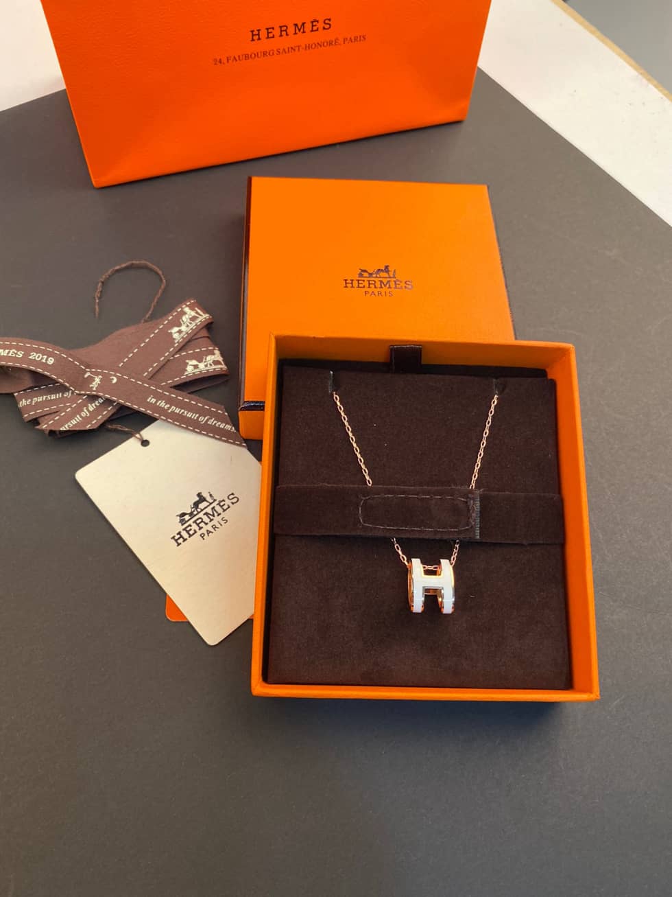 Knockoff H**me5 Logo Necklace