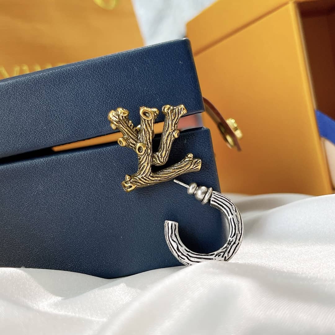 LV Hoop Earrings Dupe Logo