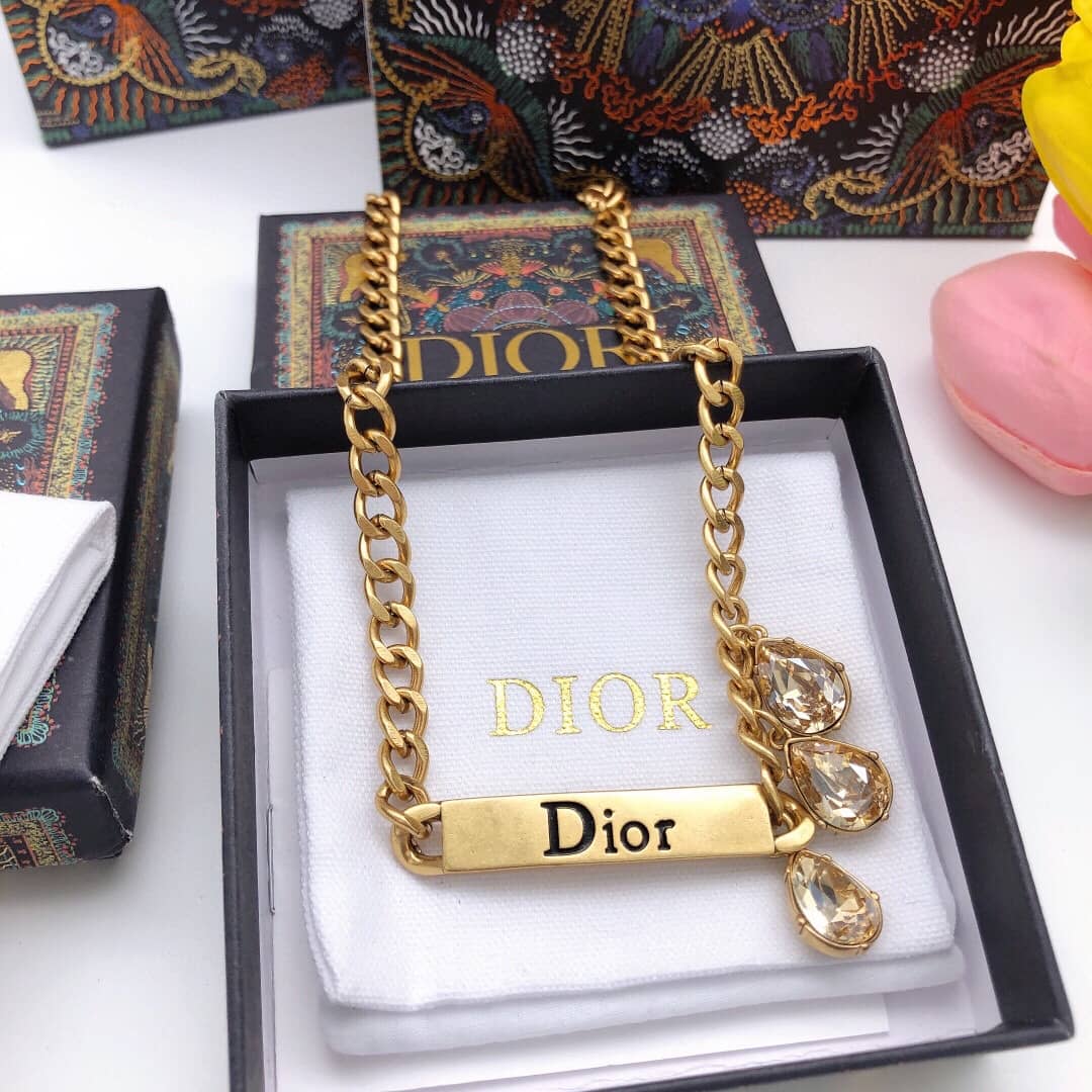 Fake Chr1st1an D10r Logo Necklace