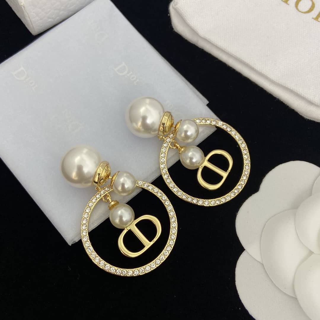 Fake Chr1st1an D10r Logo Earring