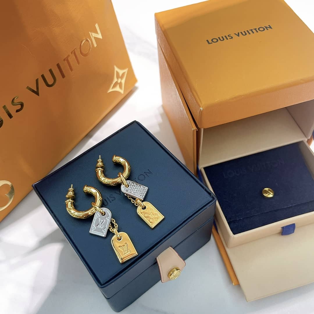 LV Hoop Earrings Dupe Logo