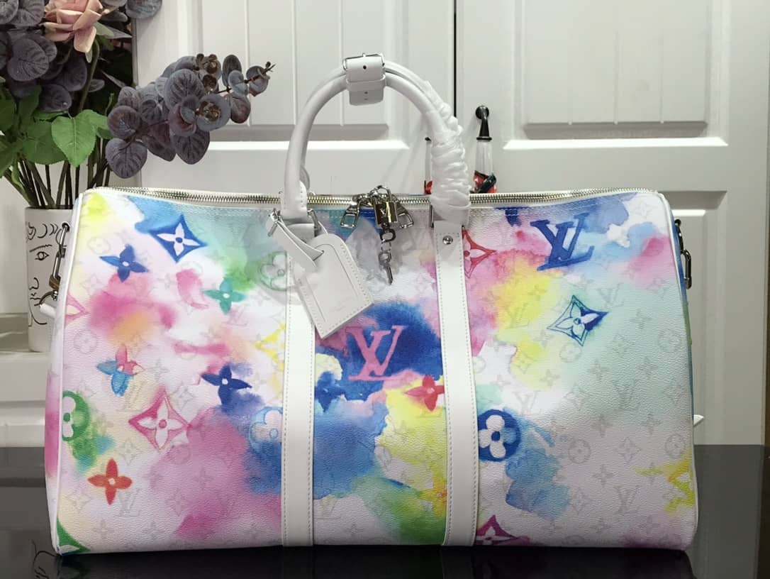 L0vis Vvtt0n Keepall Watercolor Bandouliere 50 Travel Bag Replica Colorful M45758