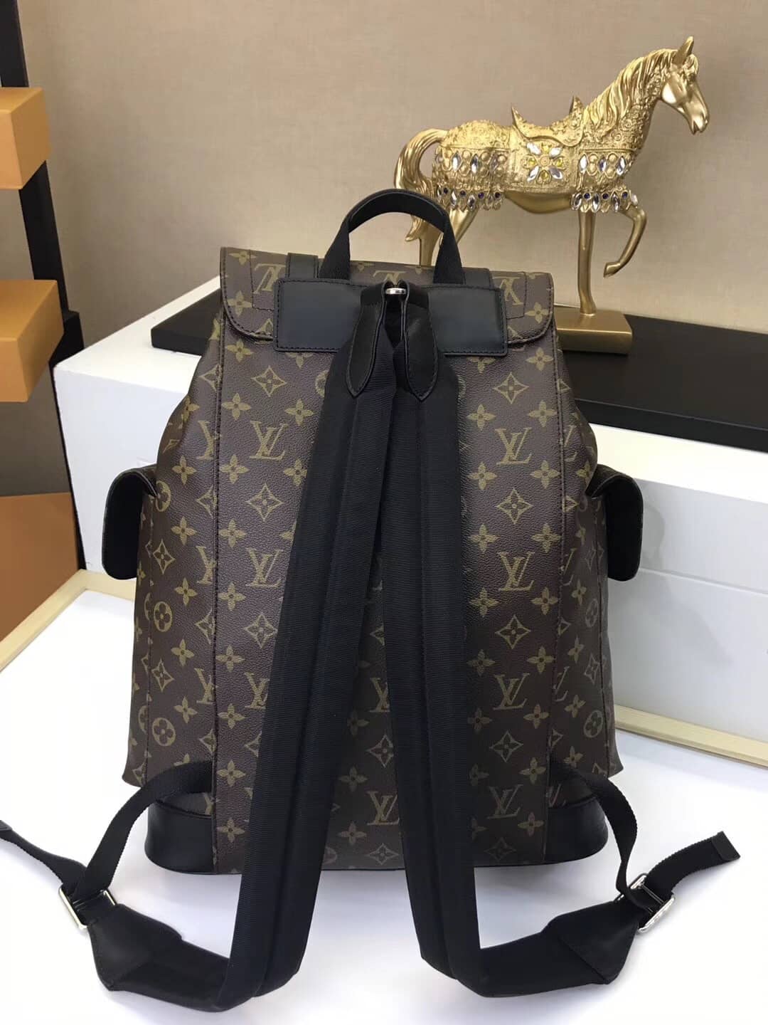 L0vis Vvtt0n Christopher PM Monogram Macassar Canvas Leather Replica Backpack M43735