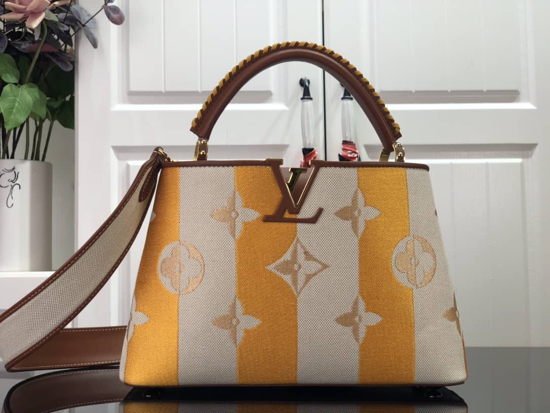 L0vis Vvtt0n Capucines Embroidery Replica Bag Orange M48865
