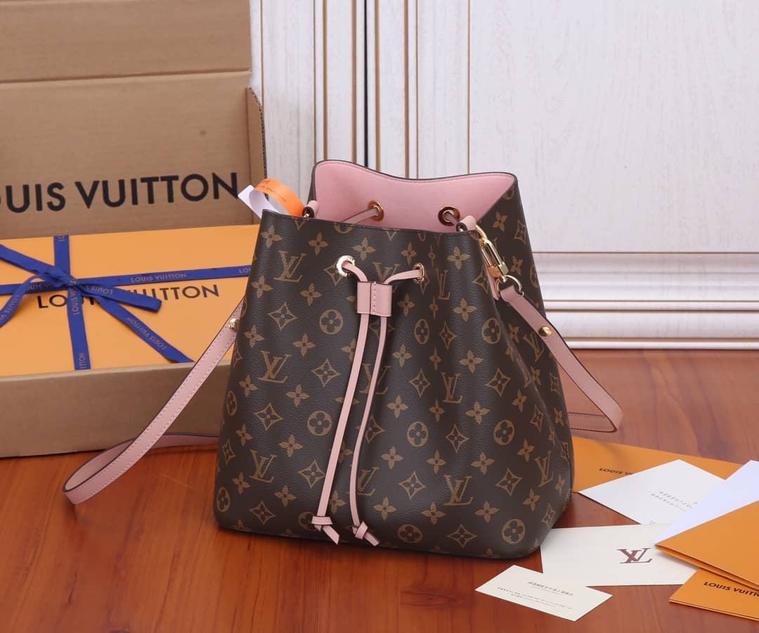 L0vis Vvtt0n Neo Noe Monogram Replica Drawstring Bag Pink M44022