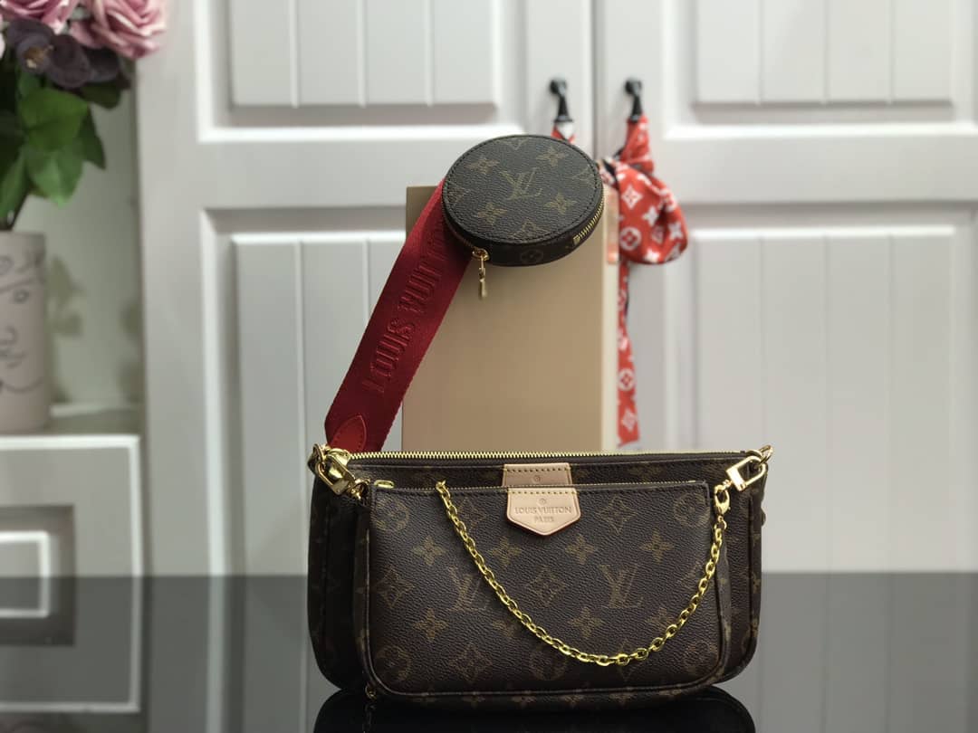 L0vis Vvtt0n Monogram Canvas Multi Pochette Replica Red M44823