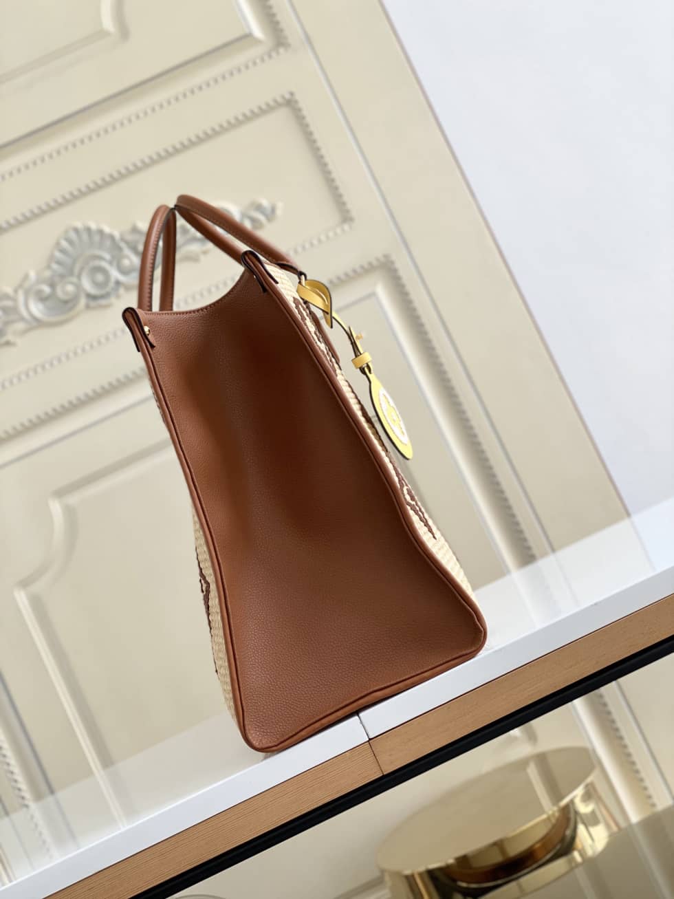 L0vis Vvtt0n OnTheGo Monogram Giant Raffia Tote