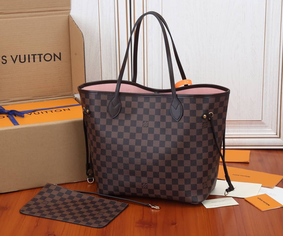 L0vis Vvtt0n Neverfull Dupe MM Damier Ebene Tote Replica Pink N41358