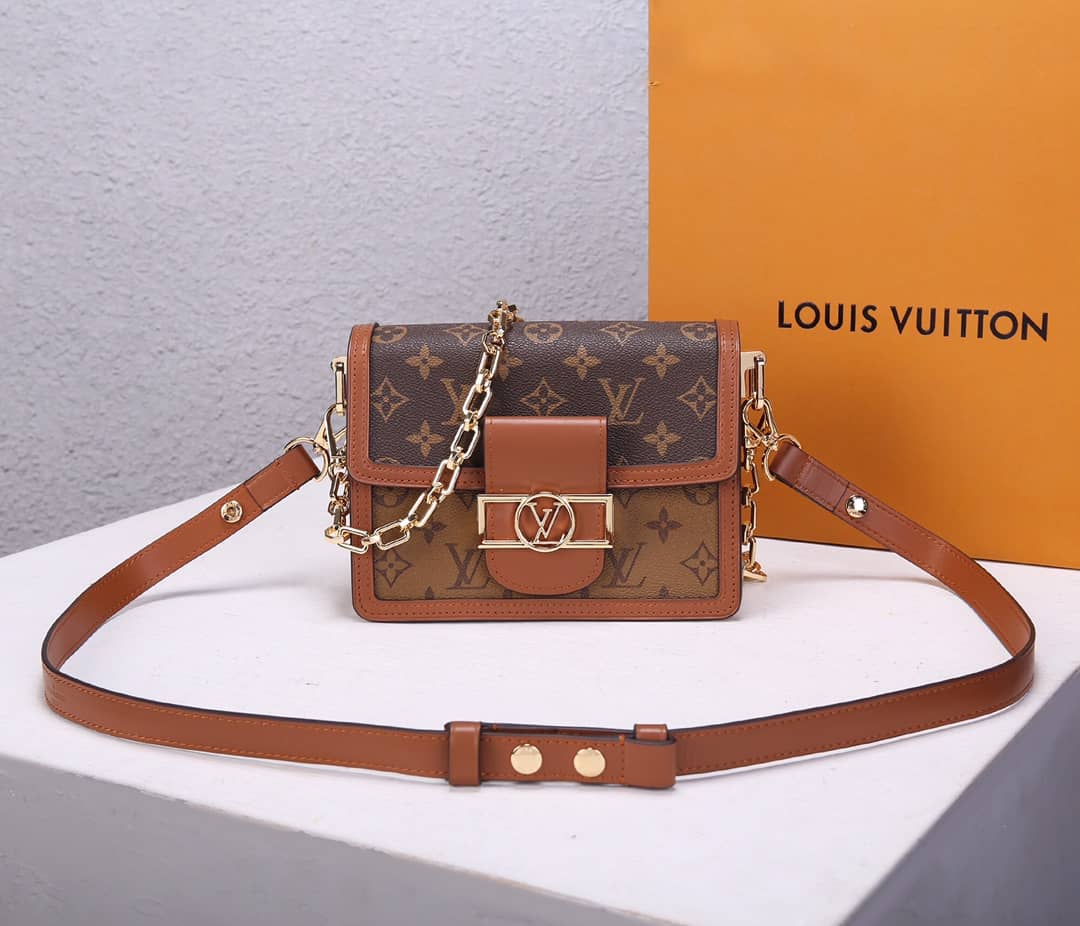 L0vis Vvtt0n Dauphine Mini Monogram Replica Crossbody Bag Brown M44580