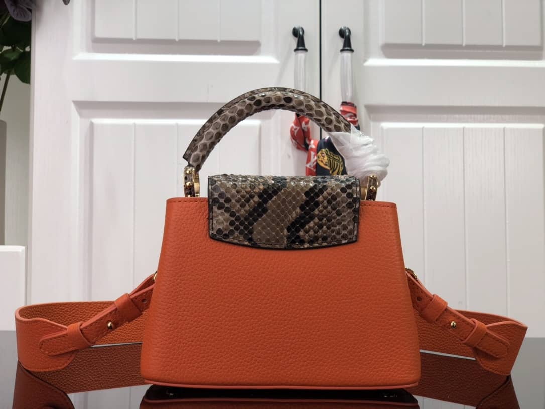 L0vis Vvtt0n Capucines Embroidery Replica Bag Orange M48865