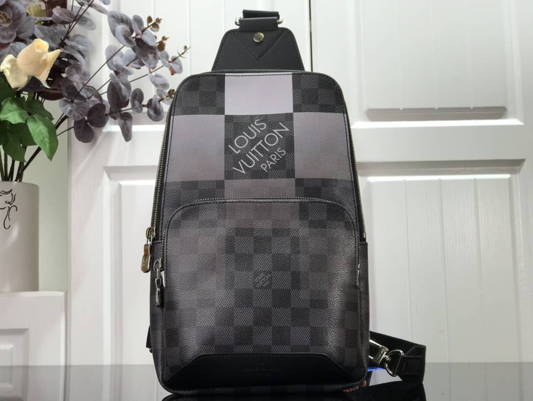 L0vis Vvtt0n Damier Graphite Mens Avenue Replica Sling Bag  Black Gray N40403