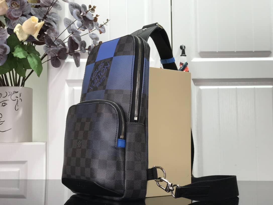 L0vis Vvtt0n Damier Graphite Mens Avenue Replica Sling Bag Black Blue N40403