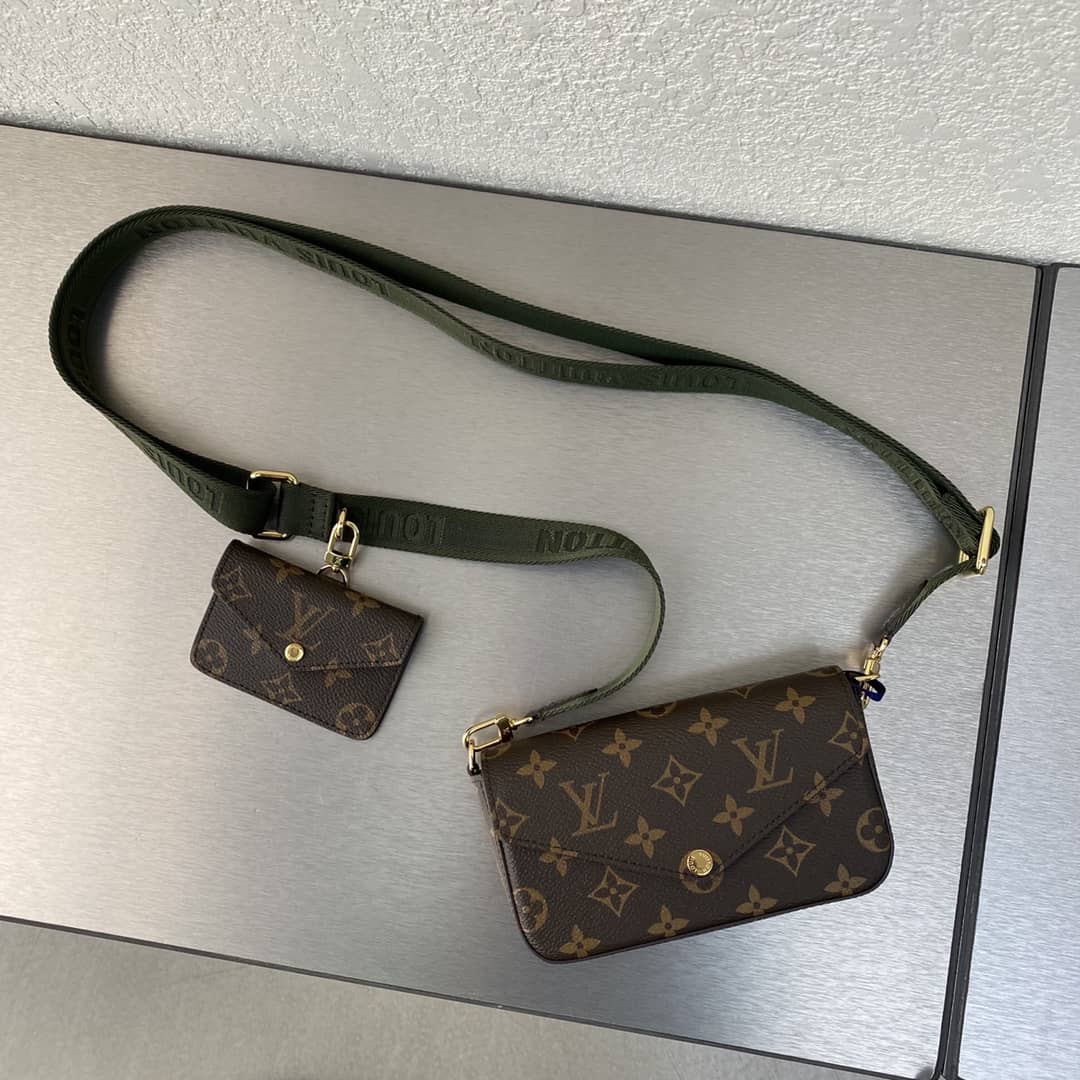 L0vis Vvtt0n Pochette Felicie Monogram Canvas Replica Green Strap M80091