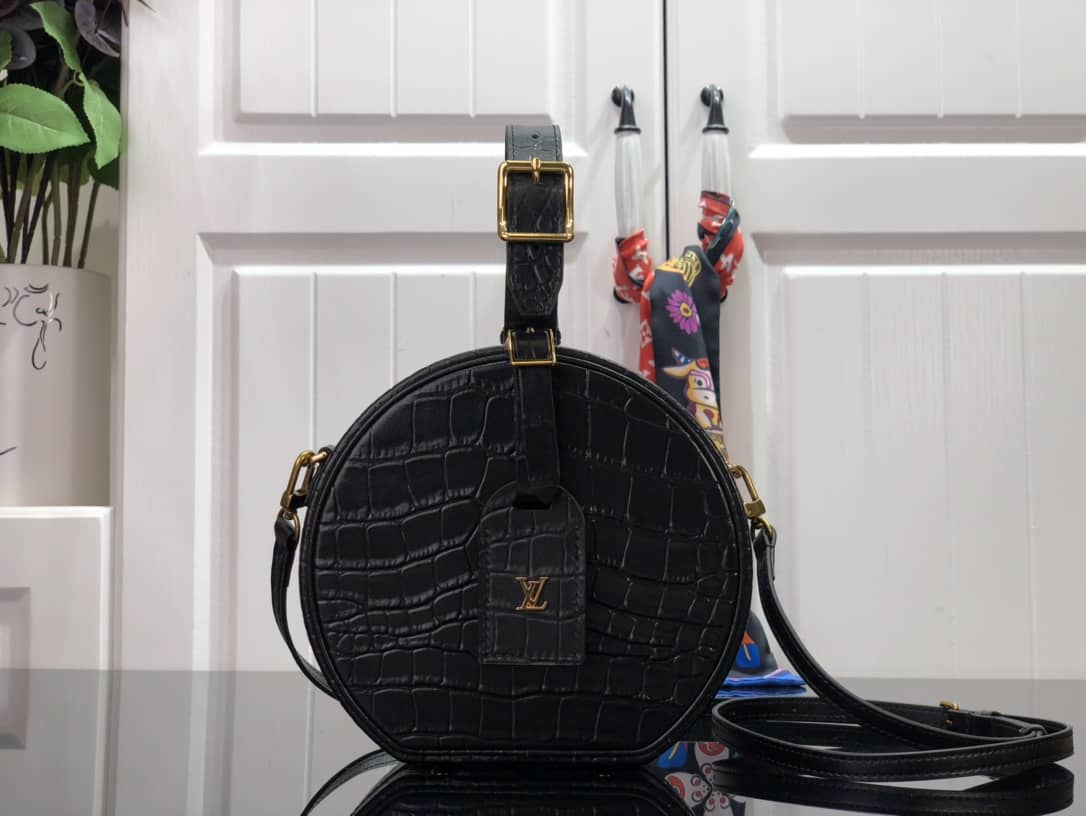 Best Replica L0vis Vvtt0n Petite Boite Chapeau Crocodilien Brillant Replica Bag Black N93597(ColaReps)