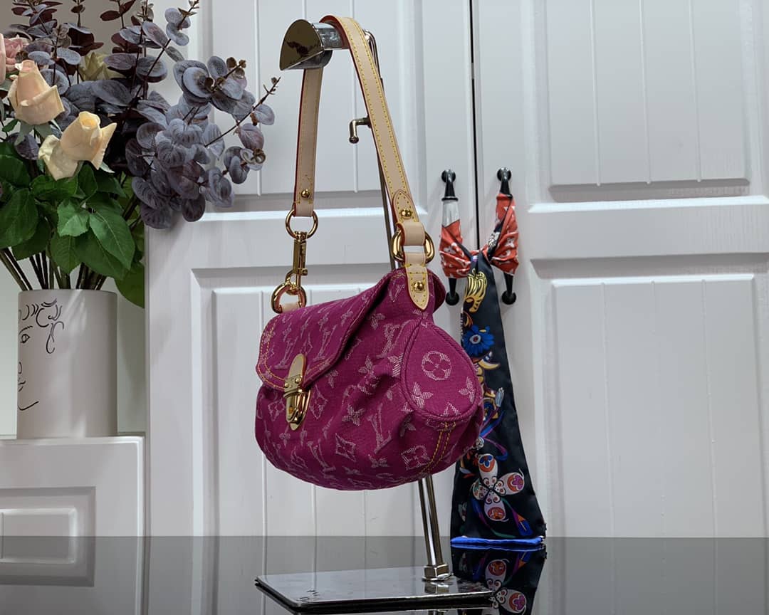 L0vis Vvtt0n Monogram Denim Mini Pleaty Replica Shoulder Bag Pink M95050