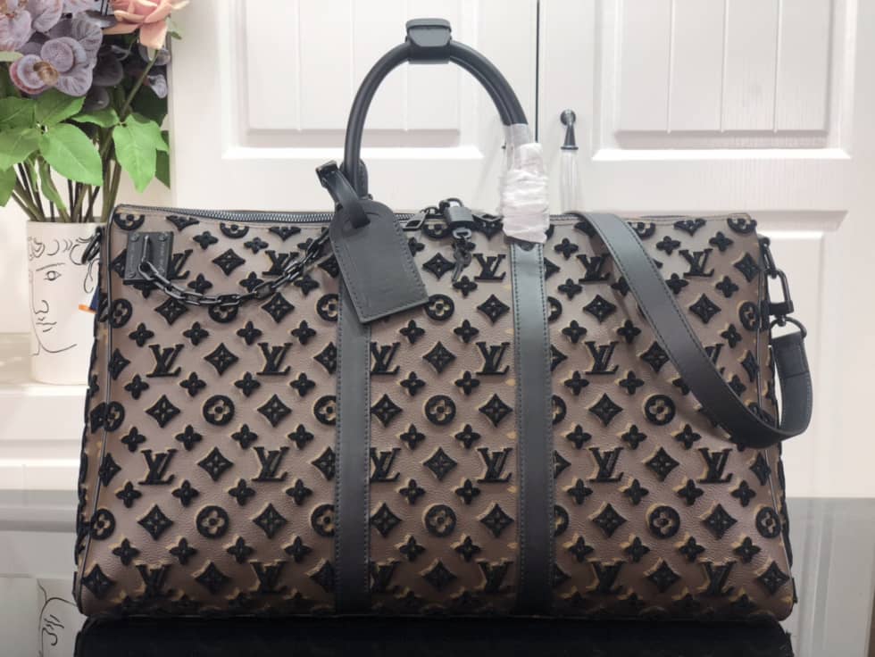 LV Duffle Bag Replica  Keepall Triangle Bandouliere 50 Brown M45046