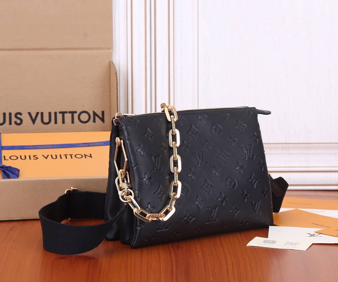 Best Replica L0vis Vvtt0n Coussin PM Monogram Embossed Replica Crossbody Bag Black M57790(ColaReps)