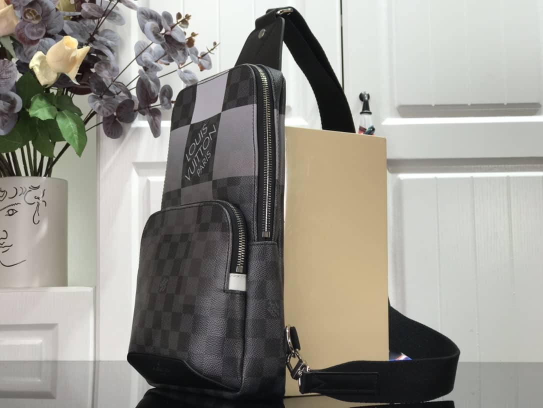 L0vis Vvtt0n Damier Graphite Mens Avenue Replica Sling Bag  Black Gray N40403