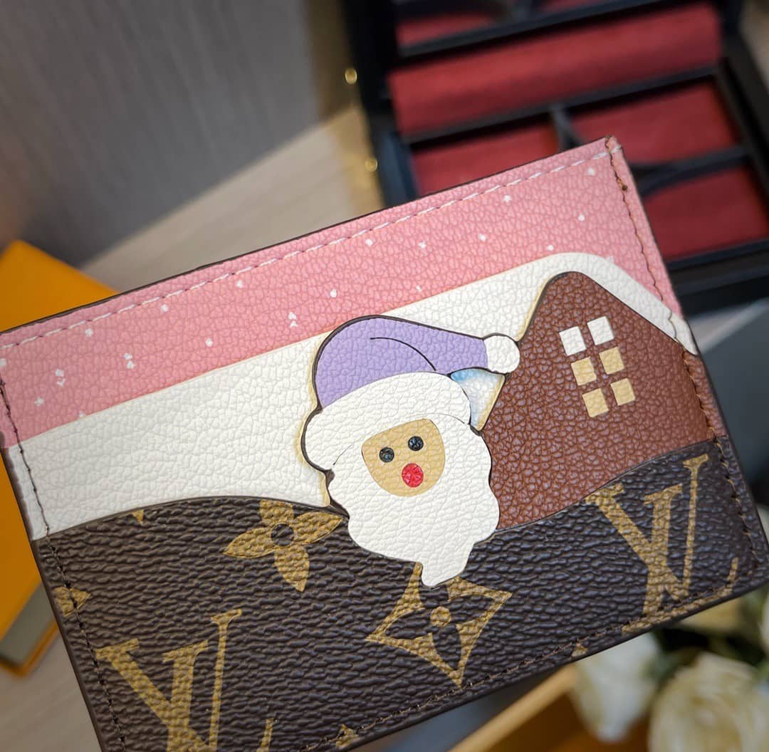 L0vis Vvtt0n Replica Monogram Canvas Card Holder Christmas Collection Blue