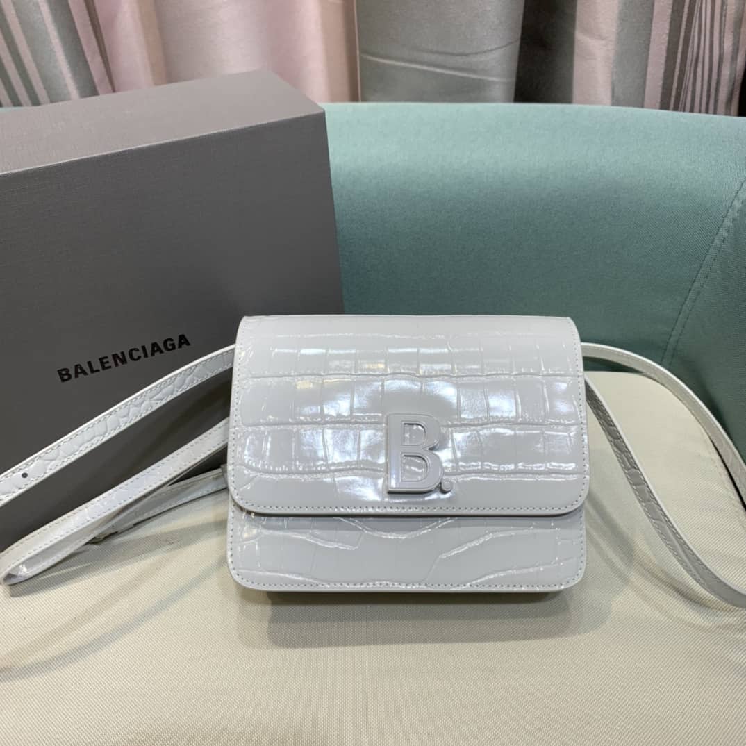 Ba1en*iaga Crocodile Embossed Box Replica Shoulder Bag