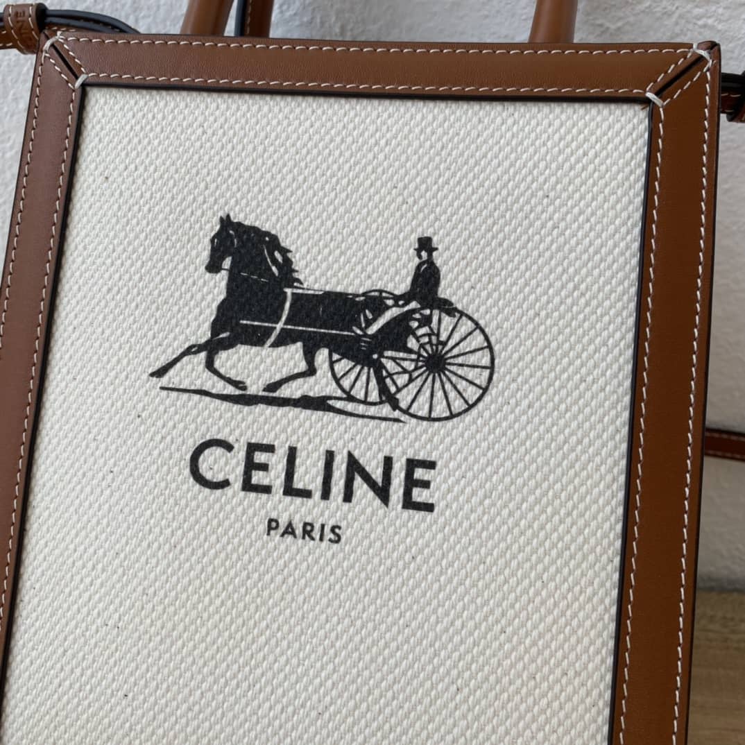 Ce1i*e Triomphe Canvas Calfskin Mini Vertical Cabas Replica Bag