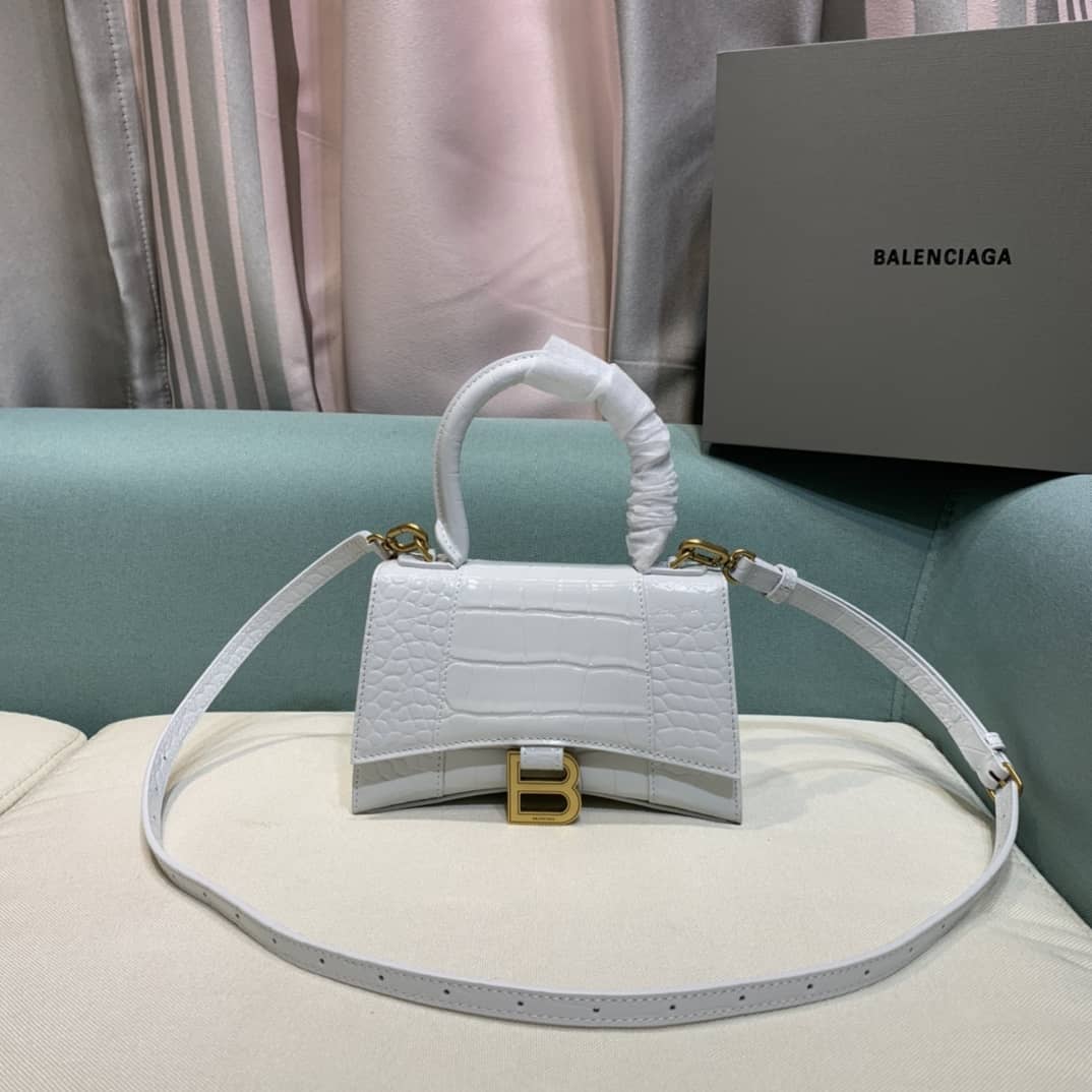 Ba1en*iaga Hourglass Leather Top Handle Replica Bag
