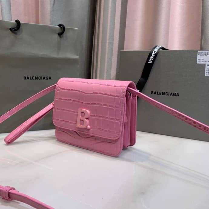 Ba1en*iaga Crocodile Embossed Box Replica Shoulder Bag