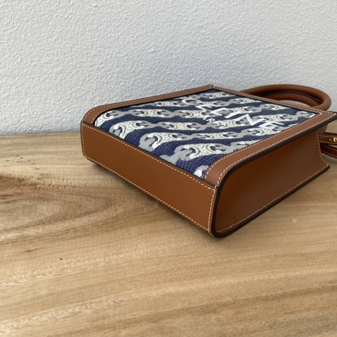 Ce1i*e Triomphe Canvas Calfskin Mini Vertical Cabas Replica Bag