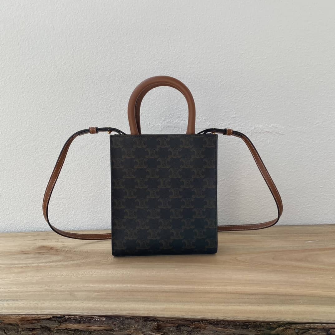 Ce1i*e Dupe  Triomphe Canvas Calfskin Mini Vertical Cabas Replica Bag