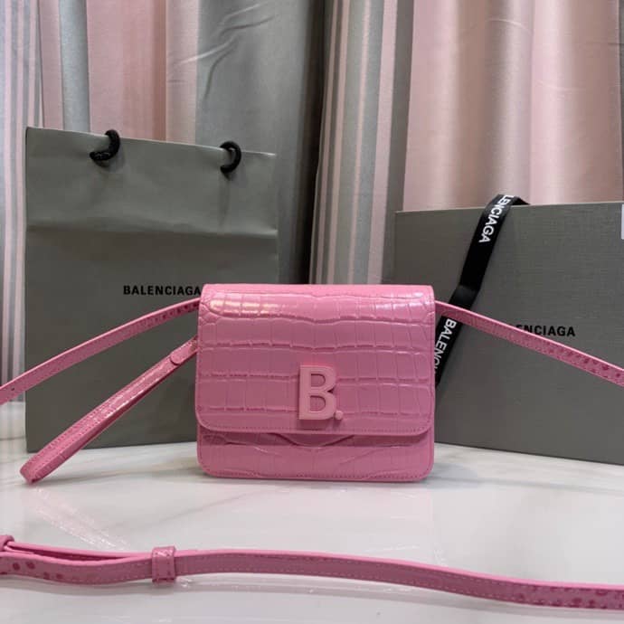 Ba1en*iaga Crocodile Embossed Box Replica Shoulder Bag