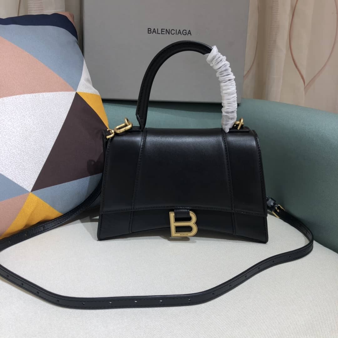 Ba1en*iaga Hourglass Leather Top Handle Replica Bag