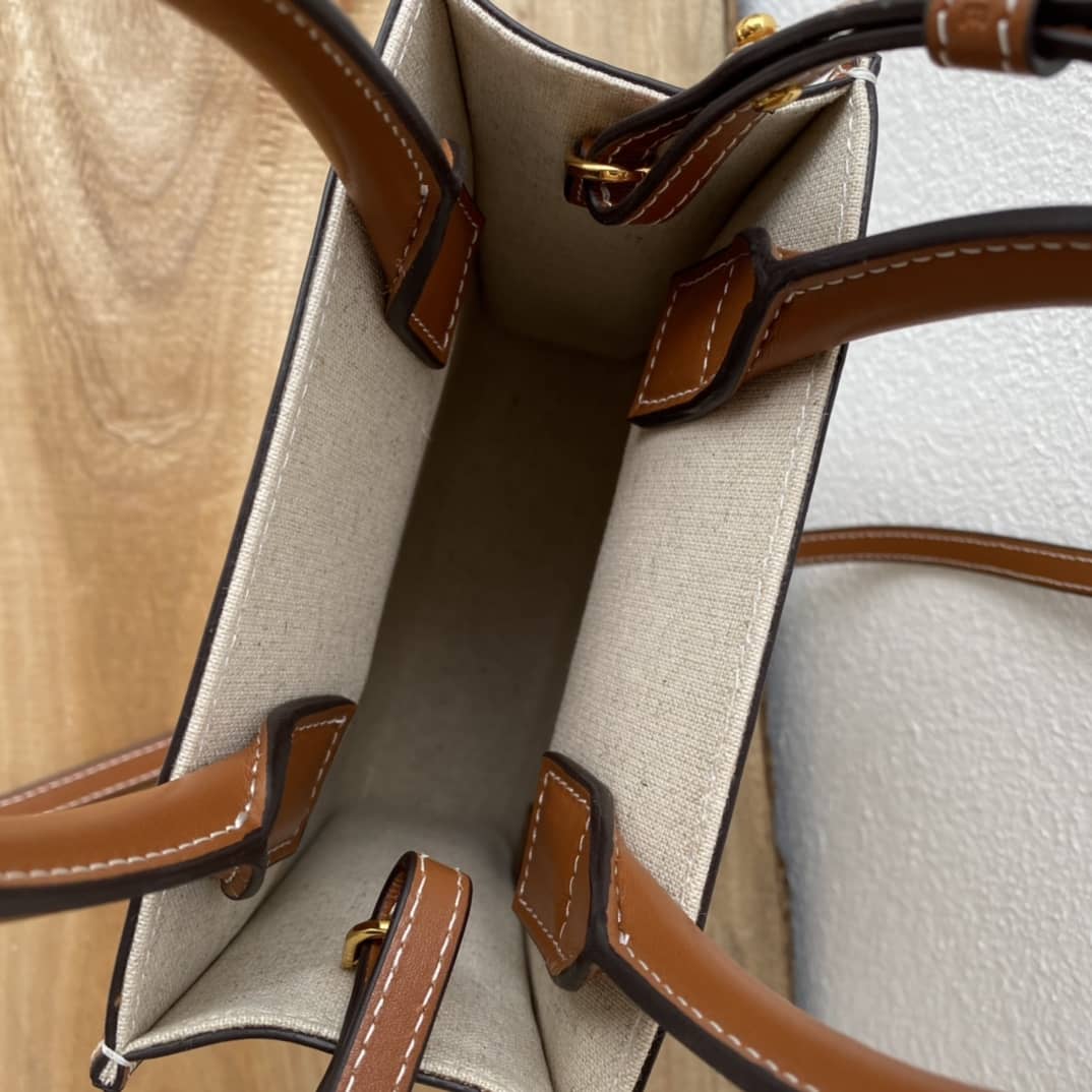 Ce1i*e Triomphe Canvas Calfskin Mini Vertical Cabas Replica Bag