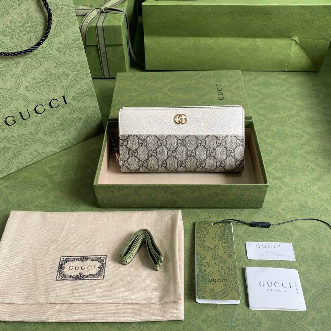 Gvc*1 GG Marmont Leather Zip Long Wallet Replica 456117