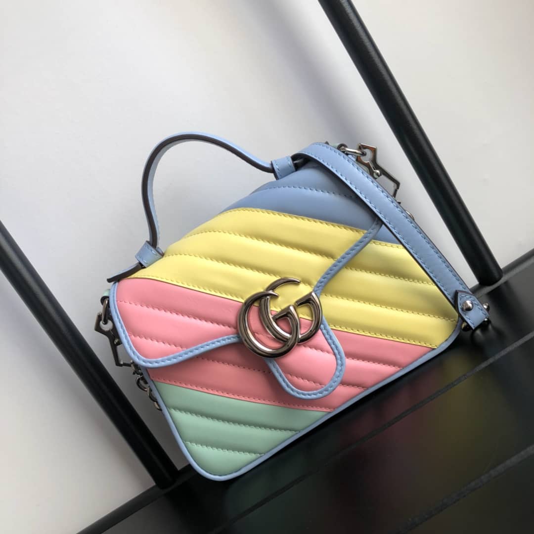 Gvc*1 GG Marmont Mini Leather Top Handle Bag Replica Colorful 547260