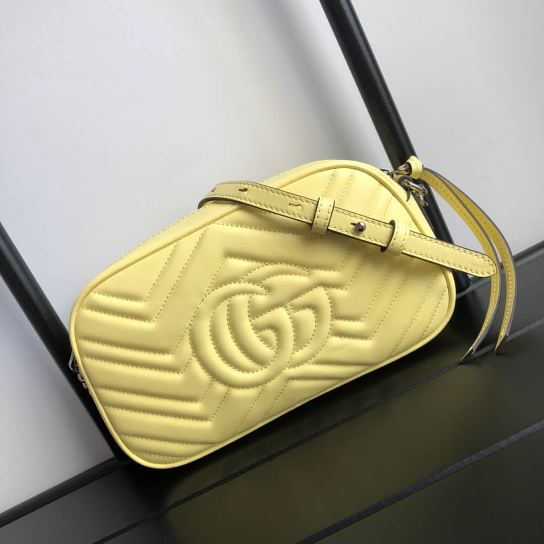 Gvc*1 Handbag Dupes GG Marmont Small Shoulder Handbag Camera Bag Replica Yellow 447632
