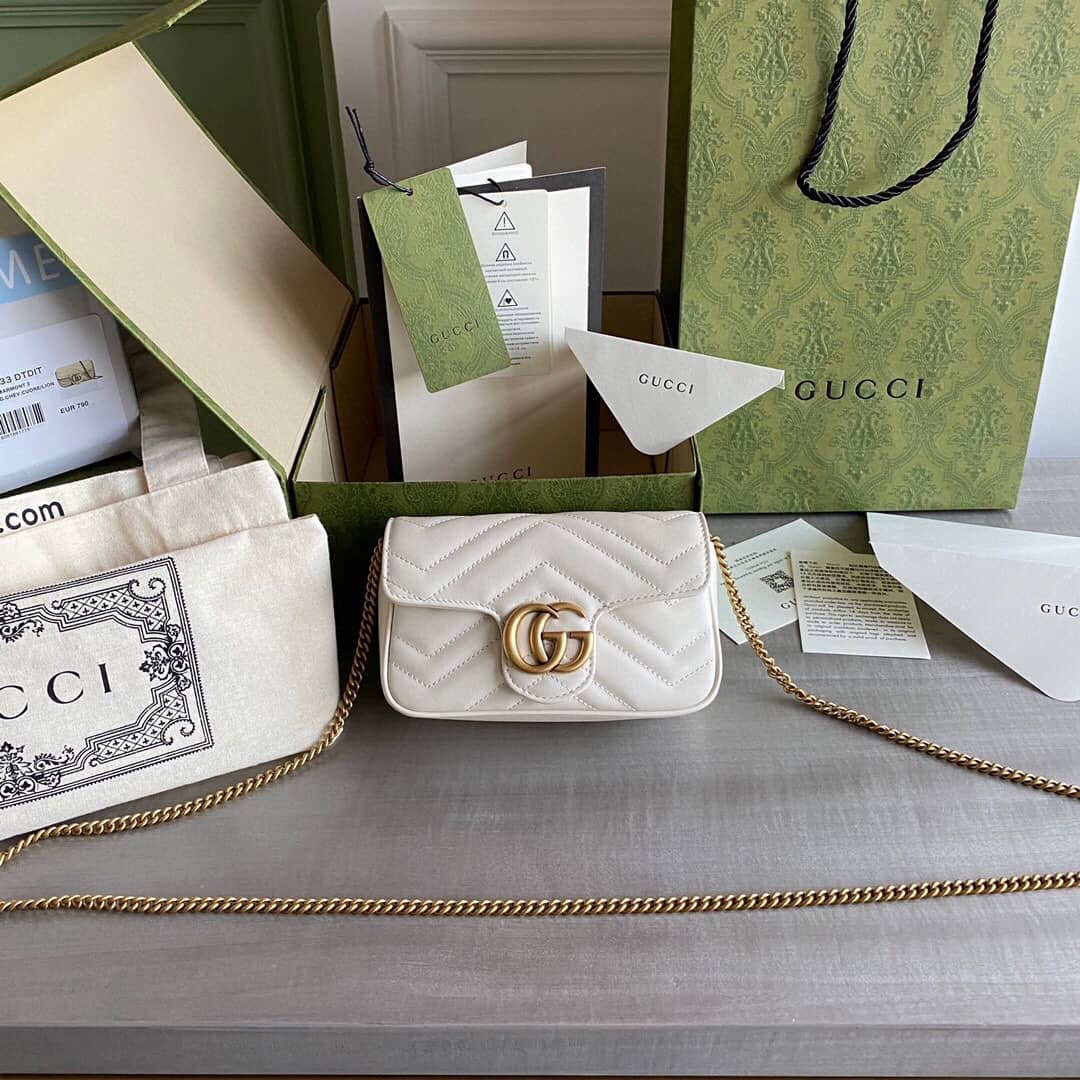 Gvc*1 GG Marmont Matelasse Leather Mini Shoulder Bag Replica White 476433