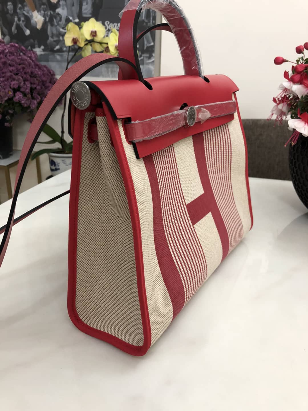 Replica H**me5 Birkin Bag 31 Canvas Leather HerBag