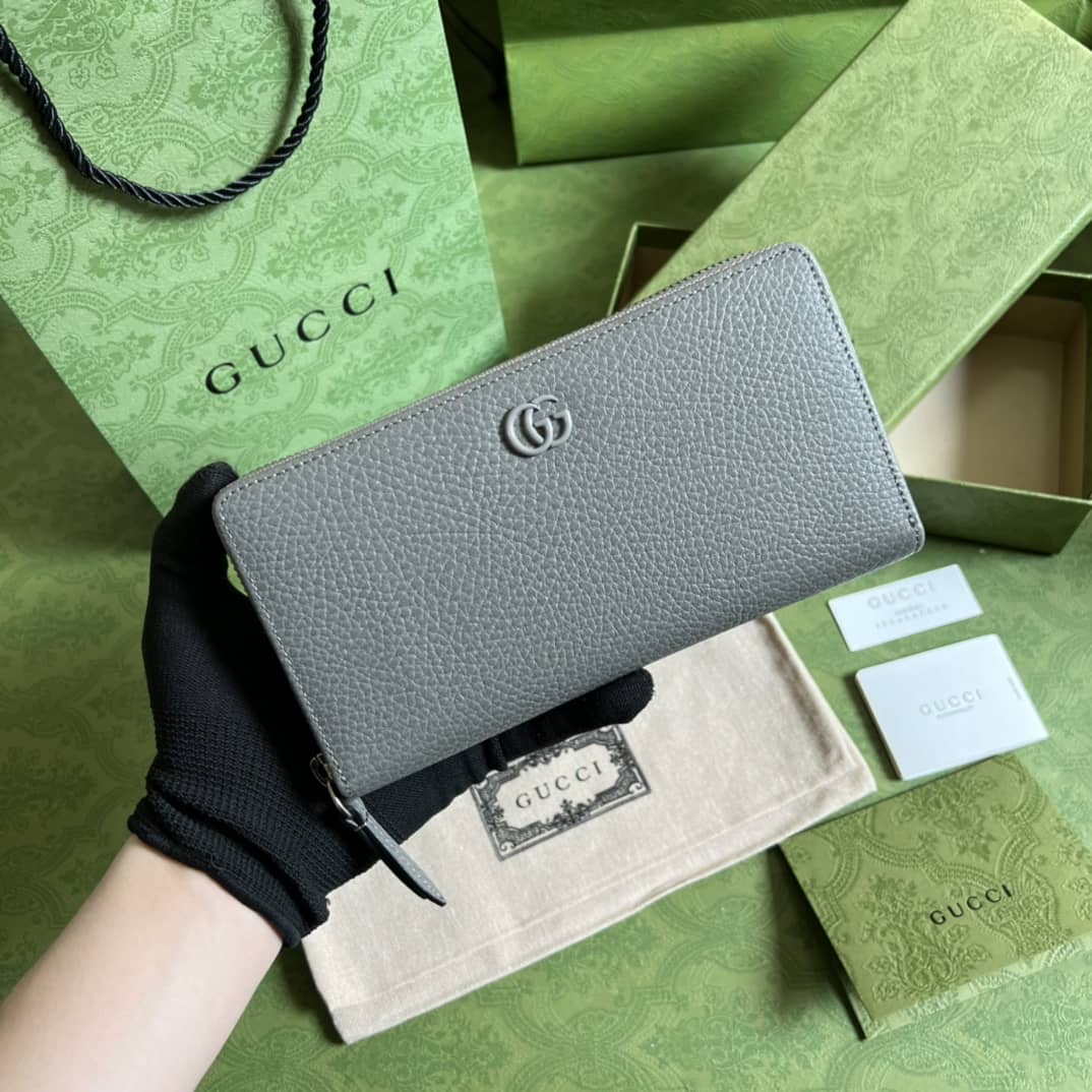 Gvc*1 GG Marmont Leather Zip Long Wallet Replica 456117