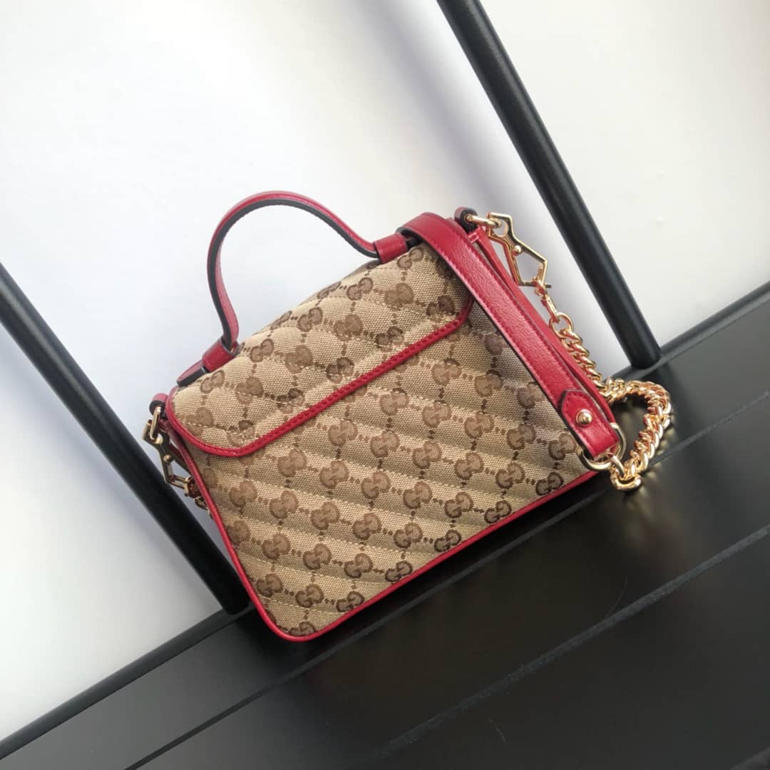 Gvc*1 GG Marmont Mini Top Handle Bag Replica Red 583571