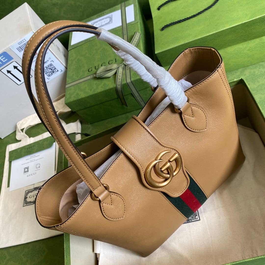 Gvc*1 Double G Leather Small Tote Replica 652680