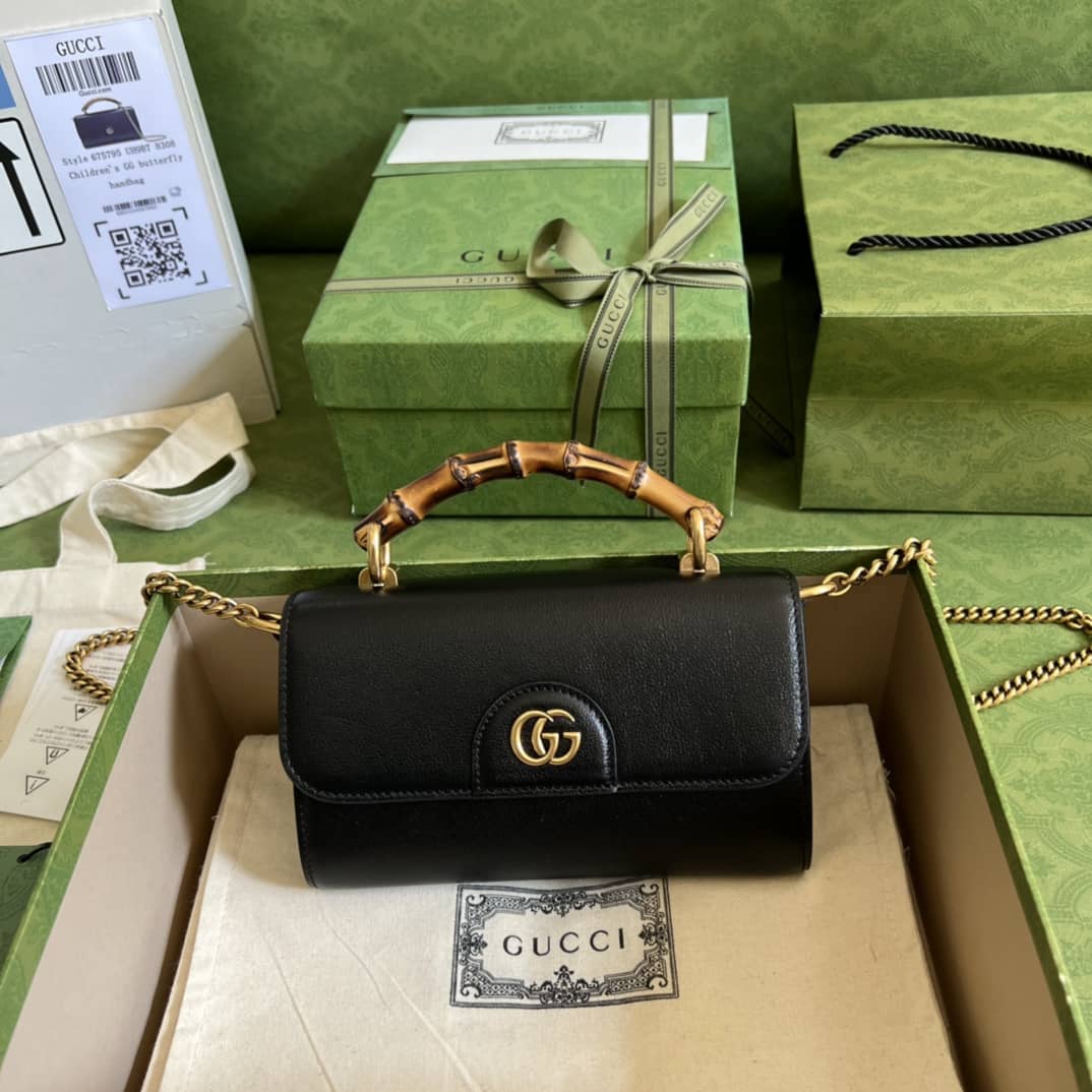 Gvc*1 GG Small Top Handle Tote Bag With Bamboo 675794 Replica