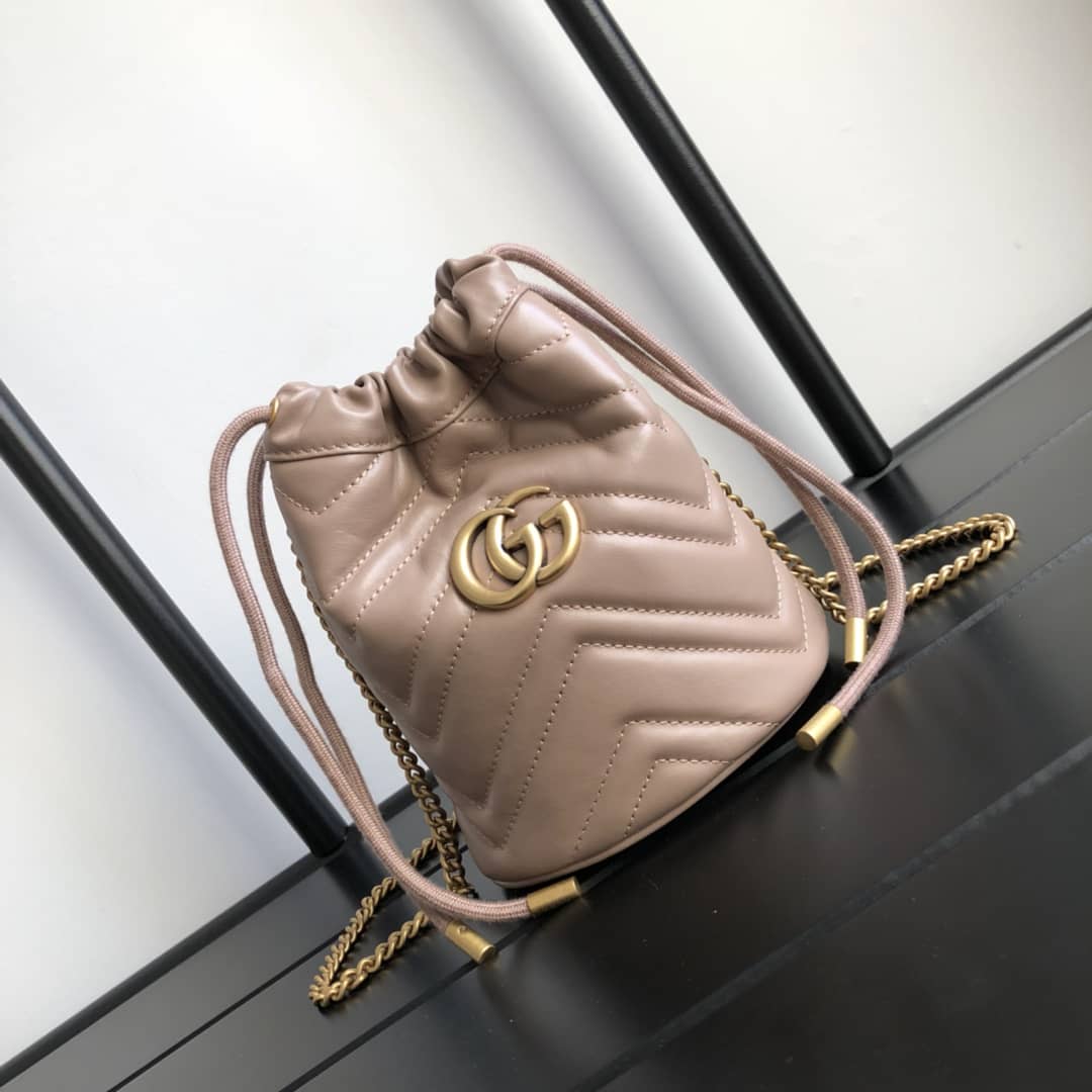 Gvc*1 GG Marmont Mini Bucket Crossbody Bag Replica Pink 575163