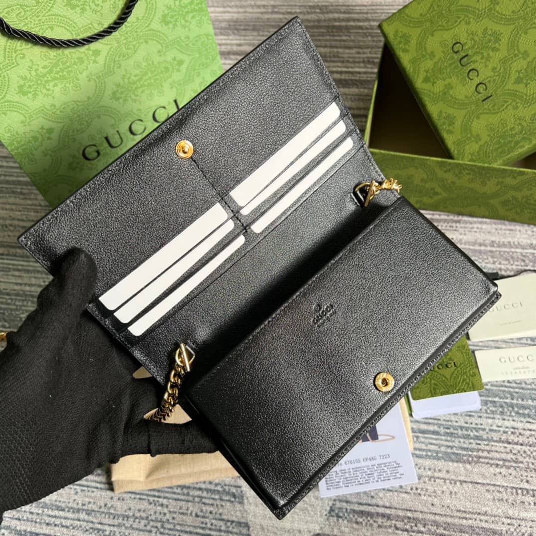 Gvc*1 GG Wallet With Chain Black 676155 Replica